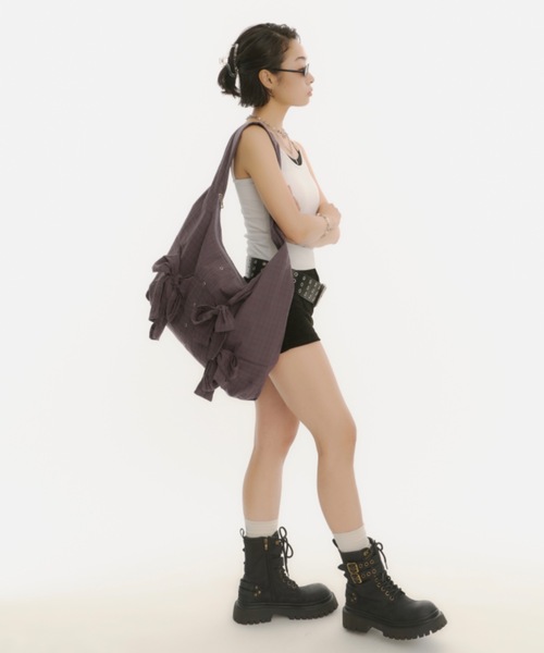 DTYYPE(ドタイプ)の「チェック柄リボンショルダーバッグ(ショルダーバッグ・レディース・パープル/ブラック・FREE)」の13枚目の写真