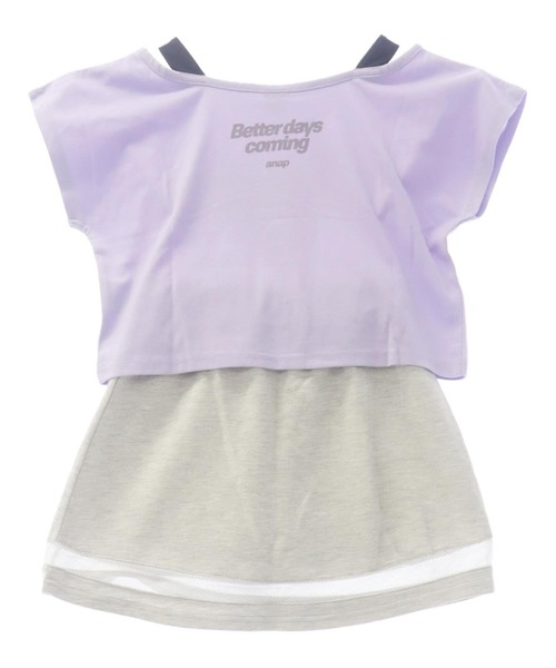 ANAP kids（アナップキッズ）の「オフショル見えトップス×フレアスカート セット（Tシャツ/カットソー・キッズ・ラベンダー/ホワイト・130cm/120cm/110cm）」の12枚目の写真