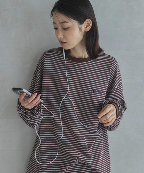 エンブロイダリーボーダーロンTee（Tシャツ/カットソー）｜feepur