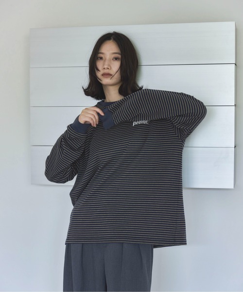 エンブロイダリーボーダーロンTee（Tシャツ/カットソー）｜feepur