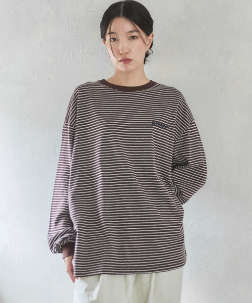 エンブロイダリーボーダーロンTee（Tシャツ/カットソー）｜feepur