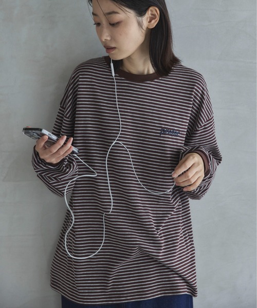 エンブロイダリーボーダーロンTee（Tシャツ/カットソー）｜feepur