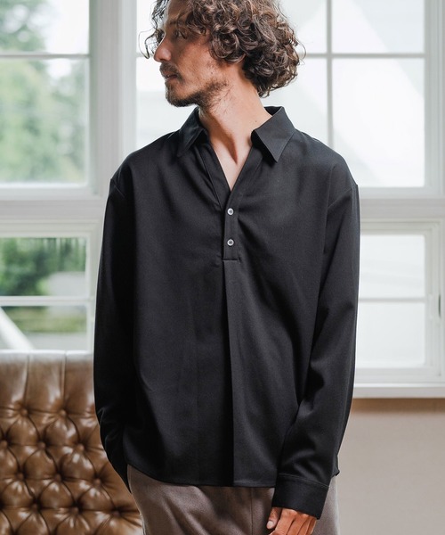 Magine(マージン)の「ms6177-TR Fabric Skipper Collar Polo スキッパーポロシャツ(ポロシャツ・メンズ・ブラック/チャコールグレー/オフホワイト・48/46/44)」の22枚目の写真