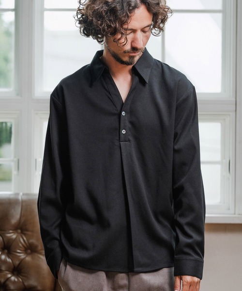 Magine(マージン)の「ms6177-TR Fabric Skipper Collar Polo スキッパーポロシャツ(ポロシャツ・メンズ・ブラック/チャコールグレー/オフホワイト・48/46/44)」の21枚目の写真