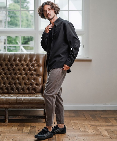 Magine(マージン)の「ms6177-TR Fabric Skipper Collar Polo スキッパーポロシャツ(ポロシャツ・メンズ・ブラック/チャコールグレー/オフホワイト・48/46/44)」の19枚目の写真