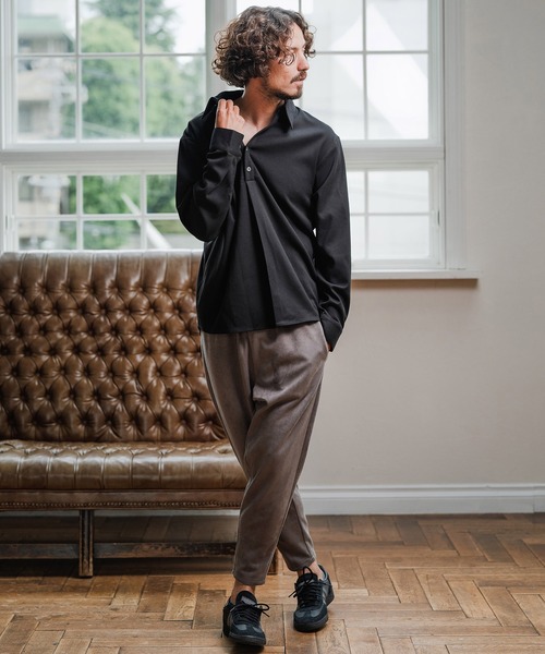 Magine(マージン)の「ms6177-TR Fabric Skipper Collar Polo スキッパーポロシャツ(ポロシャツ・メンズ・ブラック/チャコールグレー/オフホワイト・48/46/44)」の18枚目の写真