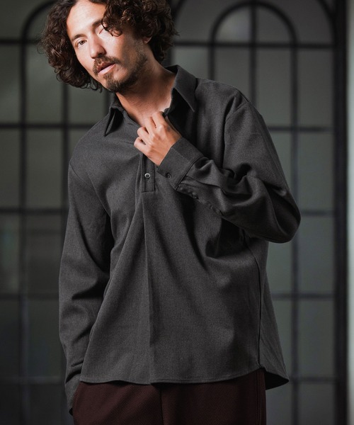 Magine(マージン)の「ms6177-TR Fabric Skipper Collar Polo スキッパーポロシャツ(ポロシャツ・メンズ・ブラック/チャコールグレー/オフホワイト・48/46/44)」の17枚目の写真