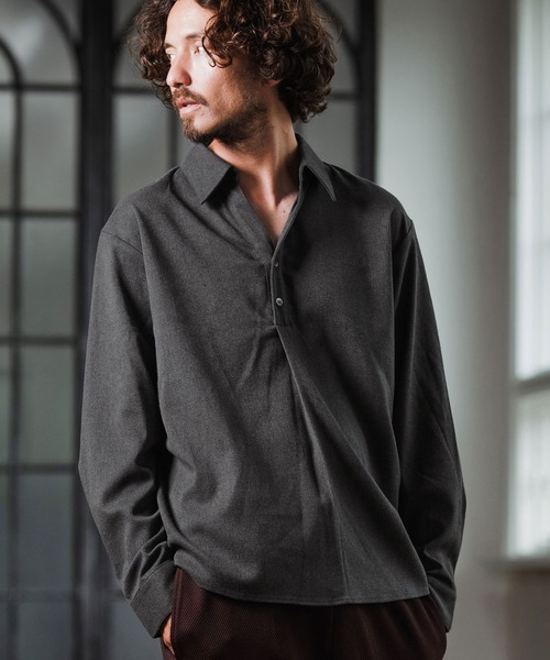 Magine(マージン)の「ms6177-TR Fabric Skipper Collar Polo スキッパーポロシャツ(ポロシャツ・メンズ・ブラック/チャコールグレー/オフホワイト・48/46/44)」の15枚目の写真