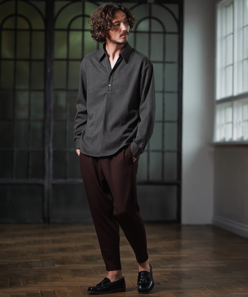 Magine(マージン)の「ms6177-TR Fabric Skipper Collar Polo スキッパーポロシャツ(ポロシャツ・メンズ・ブラック/チャコールグレー/オフホワイト・48/46/44)」の14枚目の写真