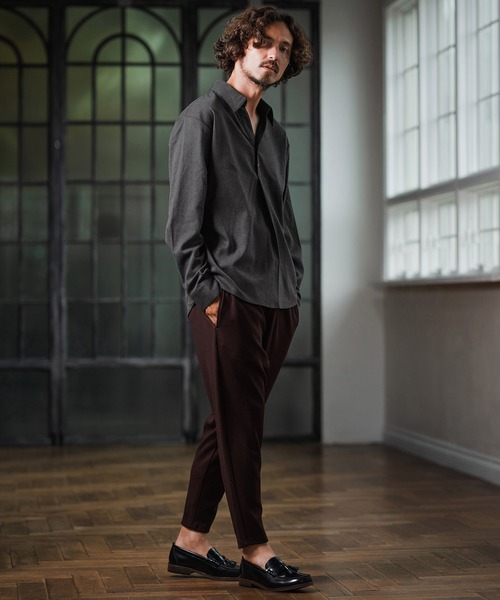 Magine(マージン)の「ms6177-TR Fabric Skipper Collar Polo スキッパーポロシャツ(ポロシャツ・メンズ・ブラック/チャコールグレー/オフホワイト・48/46/44)」の13枚目の写真