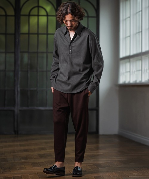 Magine(マージン)の「ms6177-TR Fabric Skipper Collar Polo スキッパーポロシャツ(ポロシャツ・メンズ・ブラック/チャコールグレー/オフホワイト・48/46/44)」の12枚目の写真