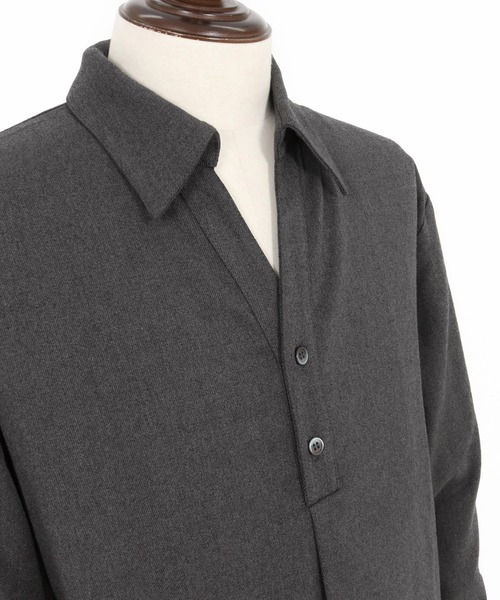 Magine(マージン)の「ms6177-TR Fabric Skipper Collar Polo スキッパーポロシャツ(ポロシャツ・メンズ・ブラック/チャコールグレー/オフホワイト・48/46/44)」の7枚目の写真