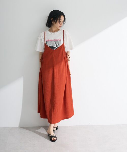 Green　Parks（グリーンパークス）の「表面感脇リボンキャミワンピース（ワンピース・レディース・レッド/グリーン系その他3/ブラック/グレー・FREE）」の4枚目の写真
