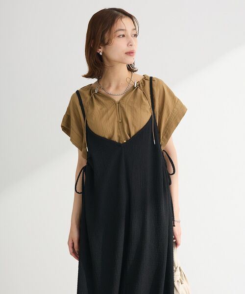 Green　Parks（グリーンパークス）の「表面感脇リボンキャミワンピース（ワンピース・レディース・レッド/グリーン系その他3/ブラック/グレー・FREE）」の9枚目の写真