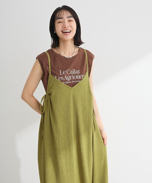 Green　Parks（グリーンパークス）の「表面感脇リボンキャミワンピース（ワンピース・レディース・レッド/グリーン系その他3/ブラック/グレー・FREE）」の18枚目の写真