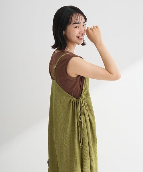 Green　Parks（グリーンパークス）の「表面感脇リボンキャミワンピース（ワンピース・レディース・レッド/グリーン系その他3/ブラック/グレー・FREE）」の19枚目の写真