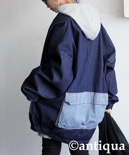 antiqua（アンティカ）の「ボタンレスデニムジャケット（デニムジャケット・レディース・インディゴブルー・ONESIZE）」の8枚目の写真
