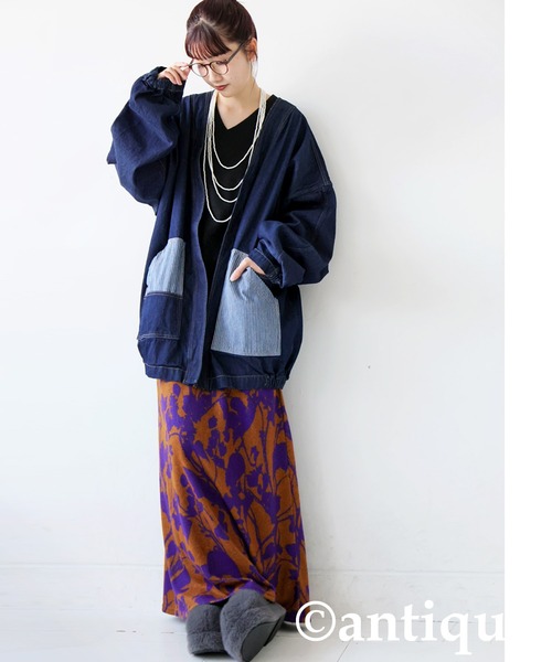 antiqua（アンティカ）の「ボタンレスデニムジャケット（デニムジャケット・レディース・インディゴブルー・ONESIZE）」の11枚目の写真