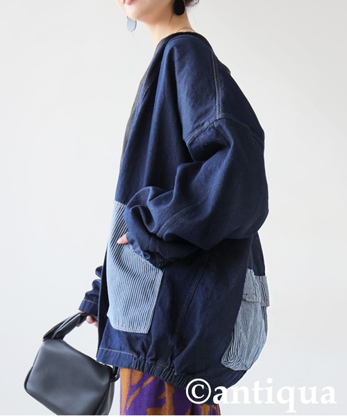 antiqua（アンティカ）の「ボタンレスデニムジャケット（デニムジャケット・レディース・インディゴブルー・ONESIZE）」の13枚目の写真