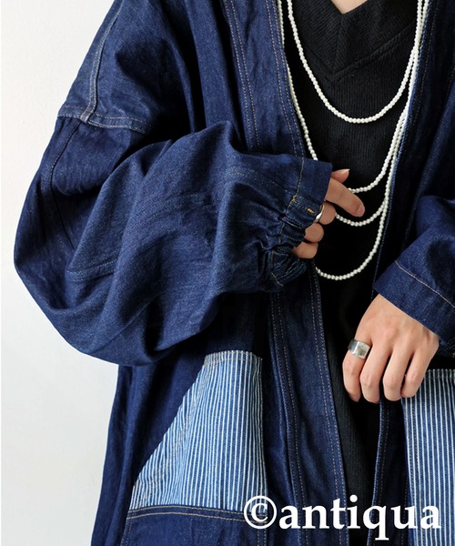 antiqua（アンティカ）の「ボタンレスデニムジャケット（デニムジャケット・レディース・インディゴブルー・ONESIZE）」の14枚目の写真