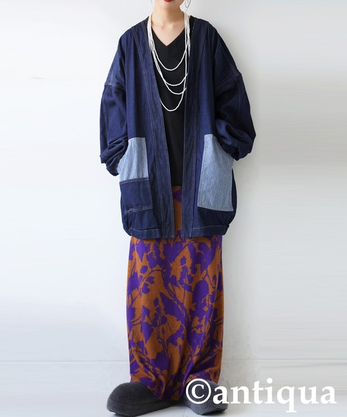 antiqua（アンティカ）の「ボタンレスデニムジャケット（デニムジャケット・レディース・インディゴブルー・ONESIZE）」の15枚目の写真