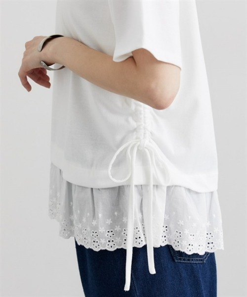 【BEARDSLEY】レース切替カットソー　白　SIZEF 店舗人気】レース切替カットソー | Leilian plus house (Women