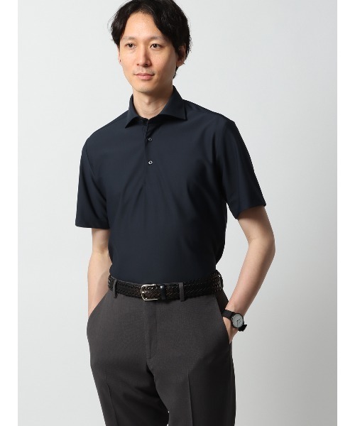 セール】ビズポロシャツ 半袖 ノンアイロンジャージー ホリゾンタル