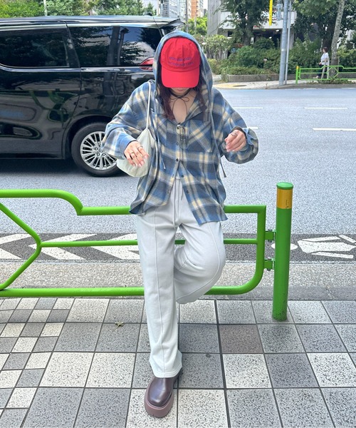 PILIT（ピリット）の「フードチェックシャツ（シャツ/ブラウス・レディース・アイボリー/ブルー/レッド・MEDIUM）」の5枚目の写真