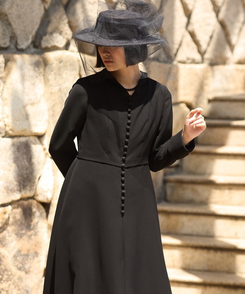 Ranerrh(ラネリ)の「ジョーゼットフォーマルAラインドレス【喪服・礼服】【入卒式・結婚式】【オフィス/ビジネスにも使える】【春秋冬用】(ワンピース・レディース・ブラック・38)」の3枚目の写真