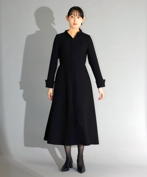 Ranerrh(ラネリ)の「ジョーゼットフォーマルAラインドレス【喪服・礼服】【入卒式・結婚式】【オフィス/ビジネスにも使える】【春秋冬用】(ワンピース・レディース・ブラック・38)」の5枚目の写真
