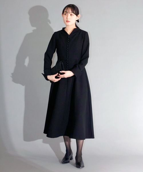Ranerrh(ラネリ)の「ジョーゼットフォーマルAラインドレス【喪服・礼服】【入卒式・結婚式】【オフィス/ビジネスにも使える】【春秋冬用】(ワンピース・レディース・ブラック・38)」の6枚目の写真
