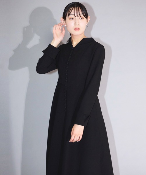 Ranerrh(ラネリ)の「ジョーゼットフォーマルAラインドレス【喪服・礼服】【入卒式・結婚式】【オフィス/ビジネスにも使える】【春秋冬用】(ワンピース・レディース・ブラック・38)」の13枚目の写真