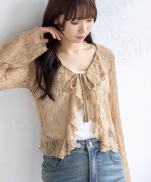 clear | フリルレースカーディガン[シースルー 着回し抜群 レイヤード カジュアル](Tシャツ/カットソー)