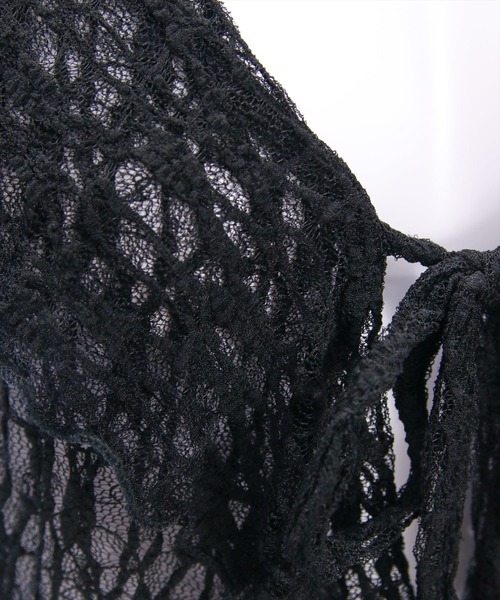 clear（クリア）の「フリルレースカーディガン[シースルー 着回し抜群 レイヤード カジュアル]（Tシャツ/カットソー・レディース・アイボリー/ブラウン/ブラック・F）」の16枚目の写真