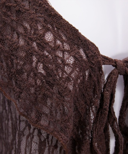 clear（クリア）の「フリルレースカーディガン[シースルー 着回し抜群 レイヤード カジュアル]（Tシャツ/カットソー・レディース・アイボリー/ブラウン/ブラック・F）」の18枚目の写真