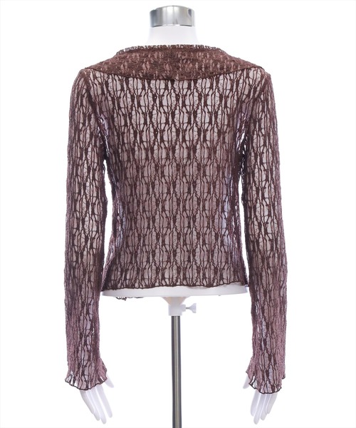 clear（クリア）の「フリルレースカーディガン[シースルー 着回し抜群 レイヤード カジュアル]（Tシャツ/カットソー・レディース・アイボリー/ブラウン/ブラック・F）」の10枚目の写真