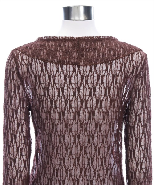 clear（クリア）の「フリルレースカーディガン[シースルー 着回し抜群 レイヤード カジュアル]（Tシャツ/カットソー・レディース・アイボリー/ブラウン/ブラック・F）」の11枚目の写真