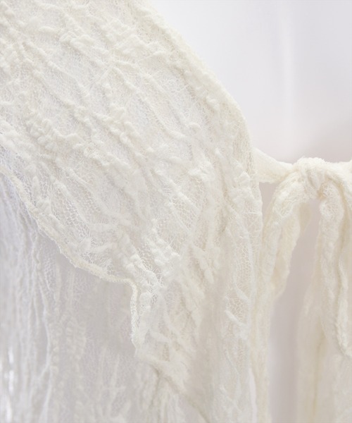 clear（クリア）の「フリルレースカーディガン[シースルー 着回し抜群 レイヤード カジュアル]（Tシャツ/カットソー・レディース・アイボリー/ブラウン/ブラック・F）」の17枚目の写真