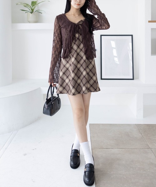 セール】フリルレースカーディガン[シースルー 着回し抜群