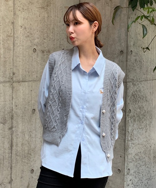 Teem Store(チームストア)の「コーギー刺繍ワンポイントシャツ(シャツ/ブラウス・レディース・サックスブルー/ピンク・S/M)」の5枚目の写真