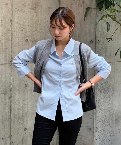 Teem Store(チームストア)の「コーギー刺繍ワンポイントシャツ(シャツ/ブラウス・レディース・サックスブルー/ピンク・S/M)」の6枚目の写真