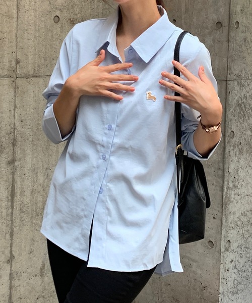 Teem Store(チームストア)の「コーギー刺繍ワンポイントシャツ(シャツ/ブラウス・レディース・サックスブルー/ピンク・S/M)」の8枚目の写真