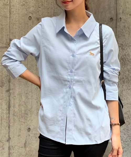Teem Store(チームストア)の「コーギー刺繍ワンポイントシャツ(シャツ/ブラウス・レディース・サックスブルー/ピンク・S/M)」の9枚目の写真