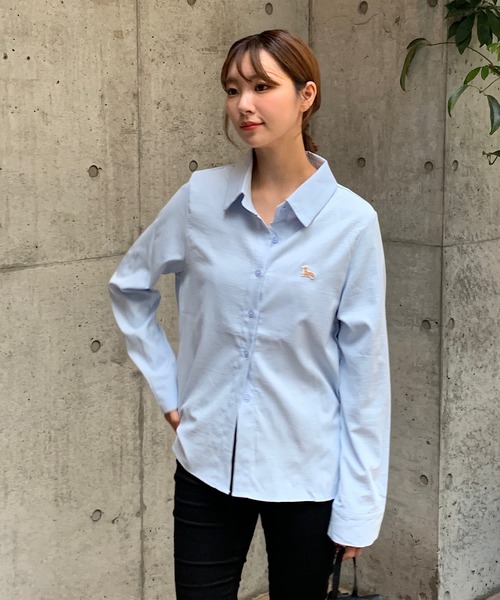 Teem Store(チームストア)の「コーギー刺繍ワンポイントシャツ(シャツ/ブラウス・レディース・サックスブルー/ピンク・S/M)」の3枚目の写真