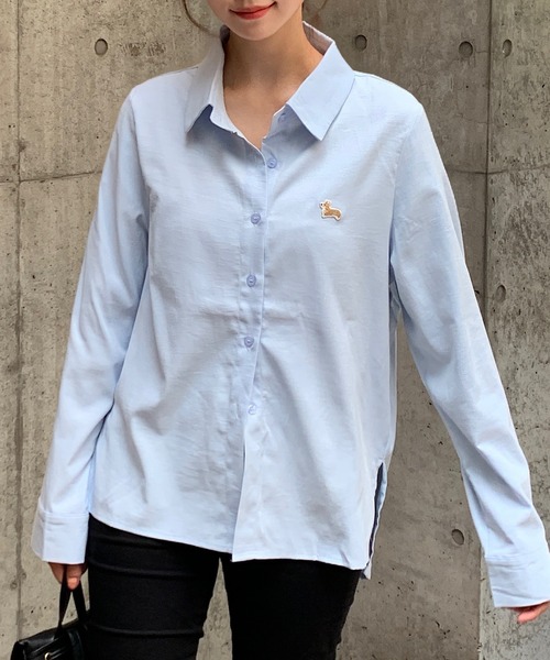Teem Store(チームストア)の「コーギー刺繍ワンポイントシャツ(シャツ/ブラウス・レディース・サックスブルー/ピンク・S/M)」の10枚目の写真