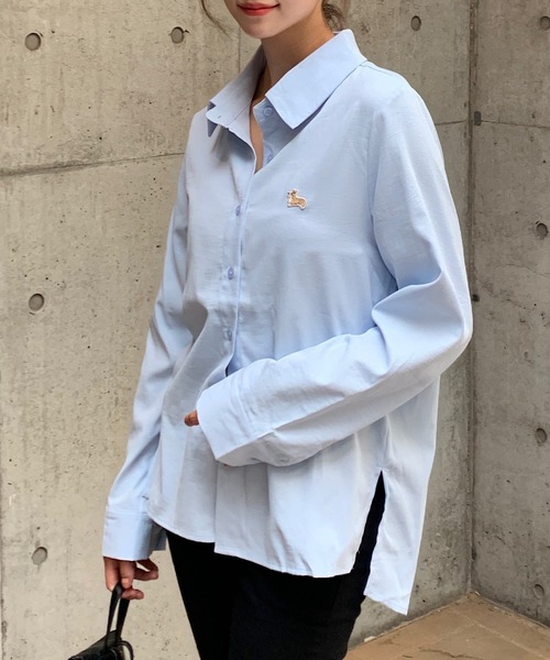 Teem Store(チームストア)の「コーギー刺繍ワンポイントシャツ(シャツ/ブラウス・レディース・サックスブルー/ピンク・S/M)」の11枚目の写真