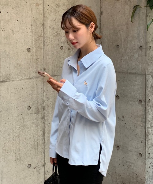 Teem Store(チームストア)の「コーギー刺繍ワンポイントシャツ(シャツ/ブラウス・レディース・サックスブルー/ピンク・S/M)」の4枚目の写真