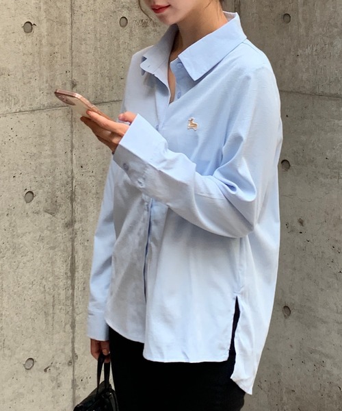 Teem Store(チームストア)の「コーギー刺繍ワンポイントシャツ(シャツ/ブラウス・レディース・サックスブルー/ピンク・S/M)」の12枚目の写真