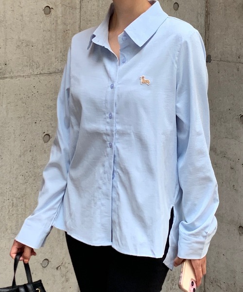 Teem Store(チームストア)の「コーギー刺繍ワンポイントシャツ(シャツ/ブラウス・レディース・サックスブルー/ピンク・S/M)」の13枚目の写真
