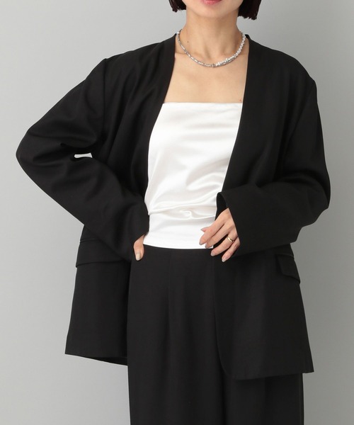 A part by（アパートバイ）の「セルビスノーカラージャケット（ノーカラージャケット・レディース・グレー系その他4/ブラック・FREE）」の7枚目の写真